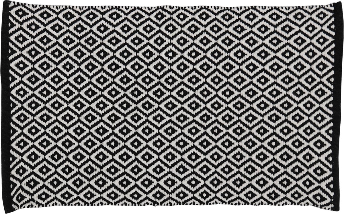 Tappetino da bagno Differnz Galles 100% cotone bianco e nero 50 x 80 cm