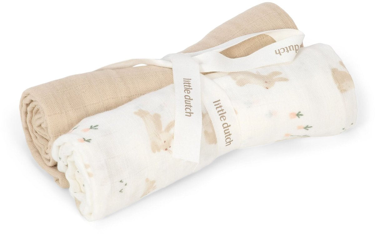 Little dutch swaddle - wit - newborn naturals - baby bunny