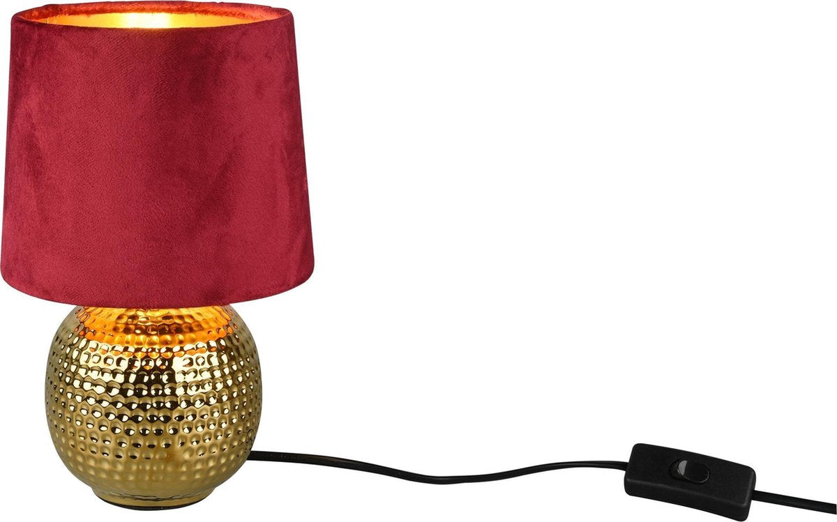 Rl vive tu luz realidad sophia - lámpara de mesa - oro - excl. 1x e14 40w - interruptor de cable - pantalla roja