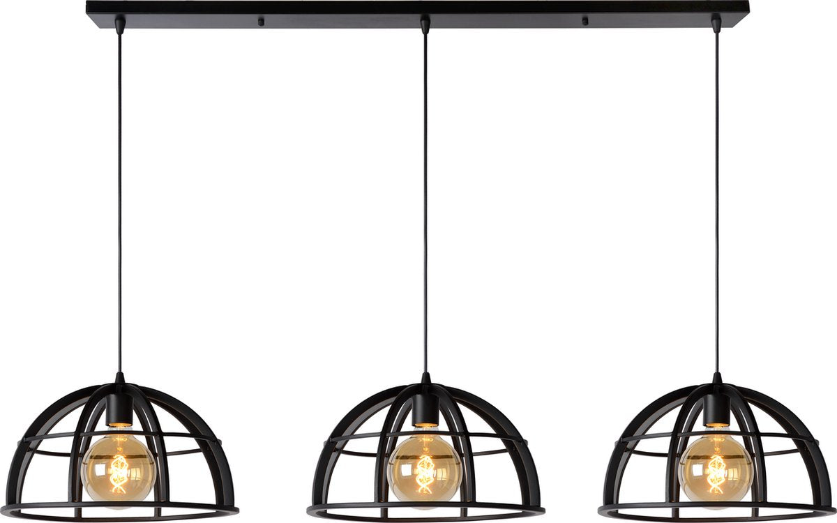 Lucide dikra - lampada a sospensione - ø 40 cm - 3xe27 - nero