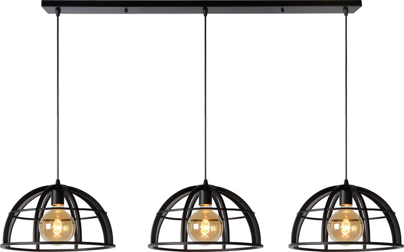 Lucide dikra - lampada a sospensione - ø 40 cm - 3xe27 - nero