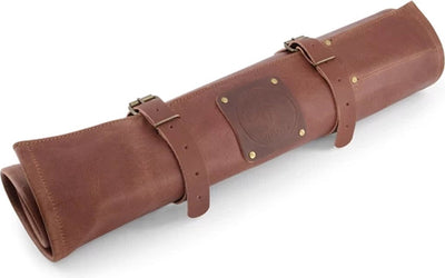 Borsa portacoltelli Witloft con 9 scomparti - pelle di bufalo - portacoltelli arrotolabile - portatile con tracolla - cognac