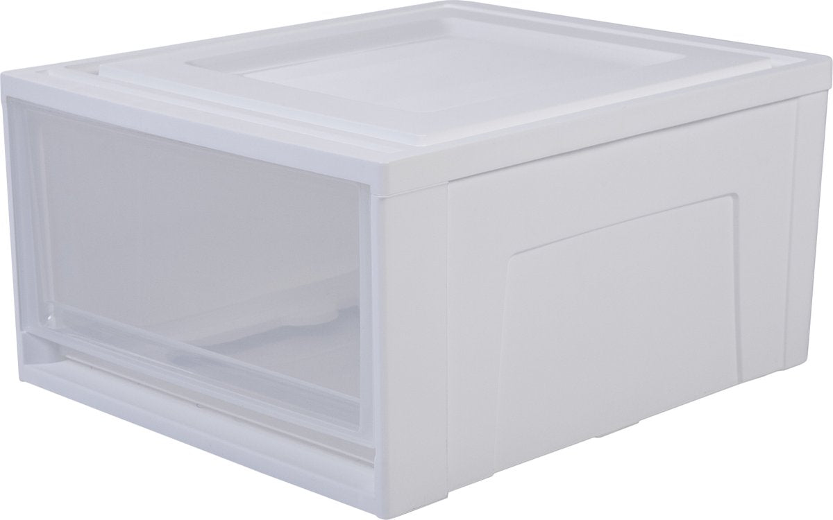Cajón apilable Iris maxi - 30l - plástico - blanco transparente