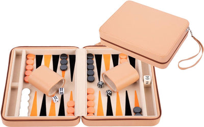Juego de viaje de backgammon Engelhart con cremallera - beige