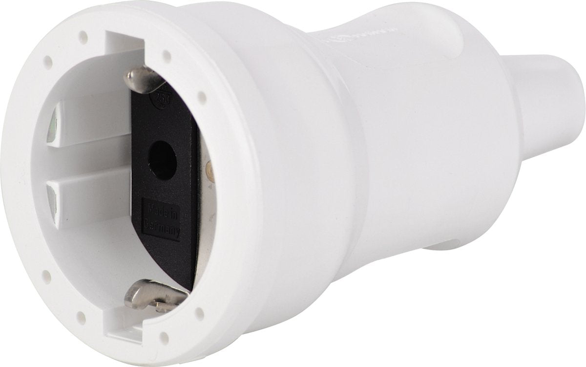 Presa mobile Scanpart con messa a terra - per cavo - 250 v - diritta - in gomma - antispruzzo - bianco - 10a 16a