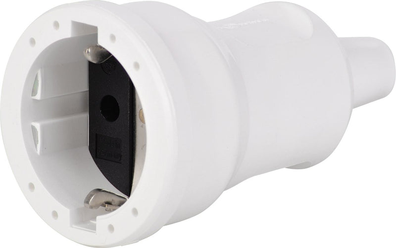 Presa mobile Scanpart con messa a terra - per cavo - 250 v - diritta - in gomma - antispruzzo - bianco - 10a 16a