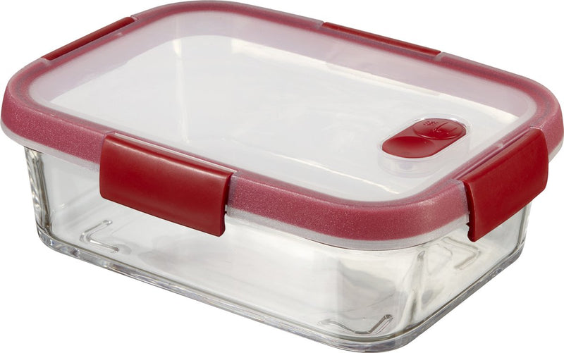 Recipiente para alimentos de vidrio Curver smart cook - rectangular - 0,9 litros - rojo