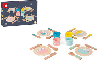 Janod - stoviglie in legno - set da tè per bambole