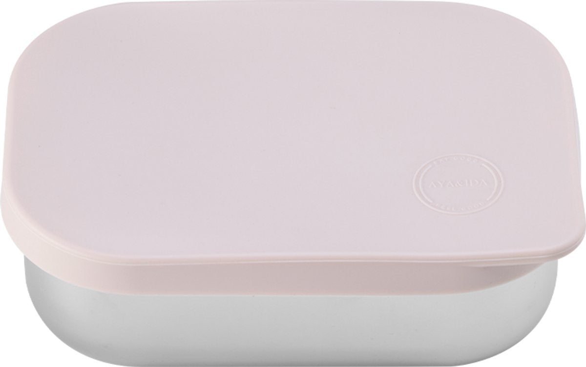 Aya ida aya ida - lonchera - caja de almacenamiento - llevar con usted - pan - almuerzo - ensalada - acero inoxidable - tapa de silicona - 900ml - rosa suave