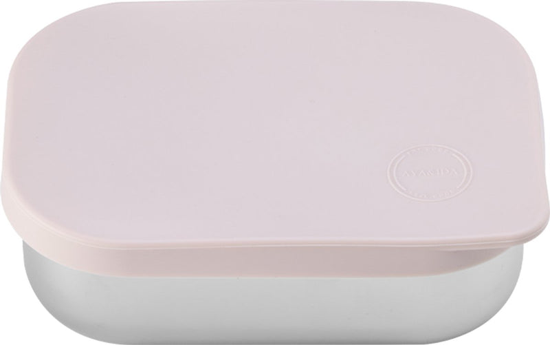 Aya ida aya ida - lonchera - caja de almacenamiento - llevar con usted - pan - almuerzo - ensalada - acero inoxidable - tapa de silicona - 900ml - rosa suave