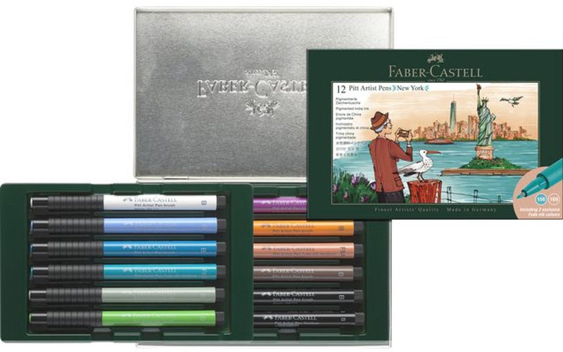 Penna da disegno Faber-castell - Pennello Pitt Artist - Set regalo da 12 pezzi - New York - FC-267135
