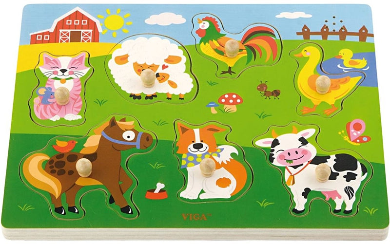 Rompecabezas de madera Viga con sonido, animales de granja, dimensiones 33x22,5x3 cm, 1 pieza