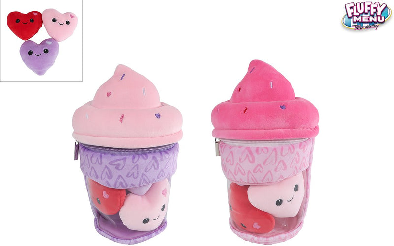 Menú esponjoso helado de peluche con 3 corazones - 25cm