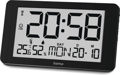 Reloj de pared Hama - Cuba - radiocontrolado - termohigrómetro - negro