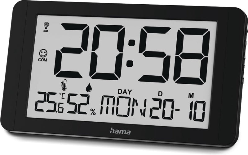 Orologio da parete Hama - Cuba - radiocontrollato - termoigrometro - nero