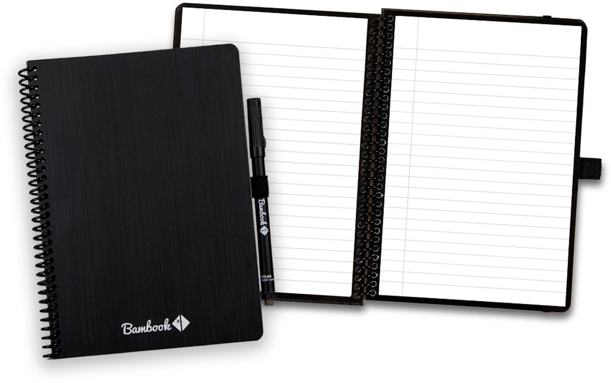 Taccuino cancellabile classico Bambook originale - A5 - pagine a righe - taccuino con lavagna bianca resistente e riutilizzabile - con 1 pennarello gratuito