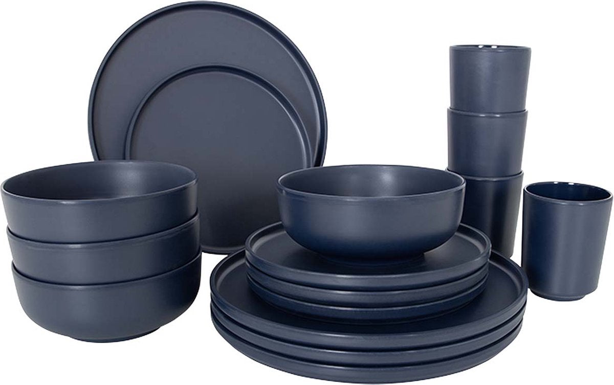 Bo-camp - industrial - servies - patom - 16 stuks - blauw