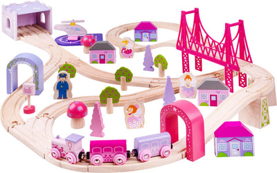 Bigjigs in legno set di treni rosa