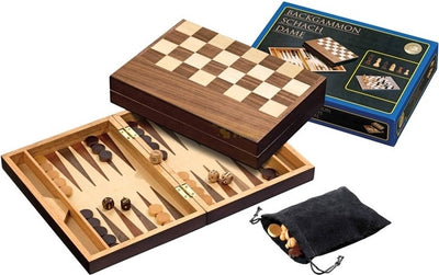 Philos scacchiera dama backgammon, campo cassetta 40 mm, altezza re 78 mm