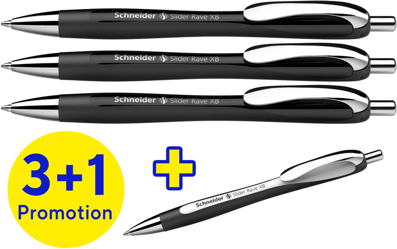 Bolígrafo schneider de instrumentos de escritura schneider - slider rave trend - plumín xb - caja surtida 3 + 1 gratis - s-132584
