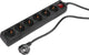 Multipresa Q-link con interruttore - Cavo prolunga a 6 vie con terra di protezione - 3 x 1,5 mm - 5 m - nero