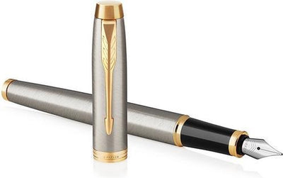 Parker im penna stilografica | metallo spazzolato | pennino fine con ricarica blu | confezione regalo