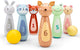 Set da bowling per animali in legno Woet ® per bambini - gioco di birilli con 6 birilli e 2 palline - fsc - gioco educativo - da 3 anni