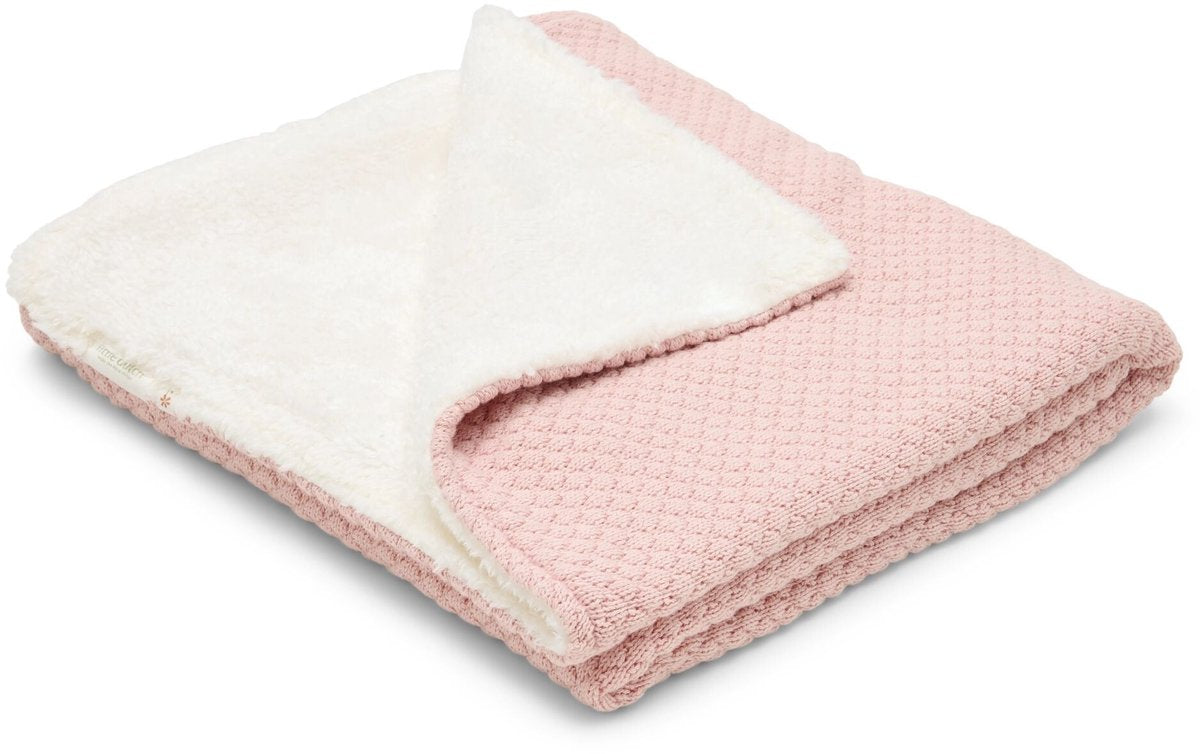 Coperta per lettino lavorata a maglia Little Dutch - pile - rosa - Essentials