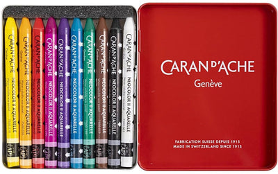 Caran dache caran d'ache neocolor ii, l: 10 cm, spessore 8,5 mm, vari colori, 10 pezzi 1 scatola
