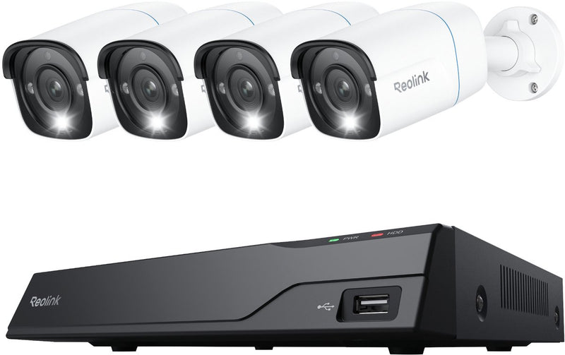 Sistema di telecamere di sicurezza Reolink 4K uhd - poe - nvr a 8 canali con registrazione 24 ore su 24, 7 giorni su 7 - rilevamento intelligente - audio bidirezionale - nvs8-8mb4