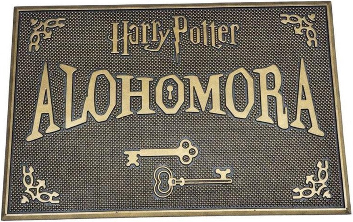 Pyramid international harry potter deurmat alohomora 40 x 60 cm zwart goudkleurig