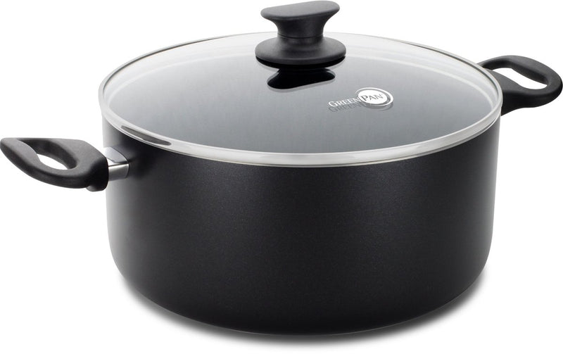 Pentola Greenpan Cambridge 24 cm - 5 l - rivestimento antiaderente senza pfas - pentola a induzione - pentola in ceramica - resistente al forno fino a 180°C - maniglie fredde - coperchio in vetro - nera