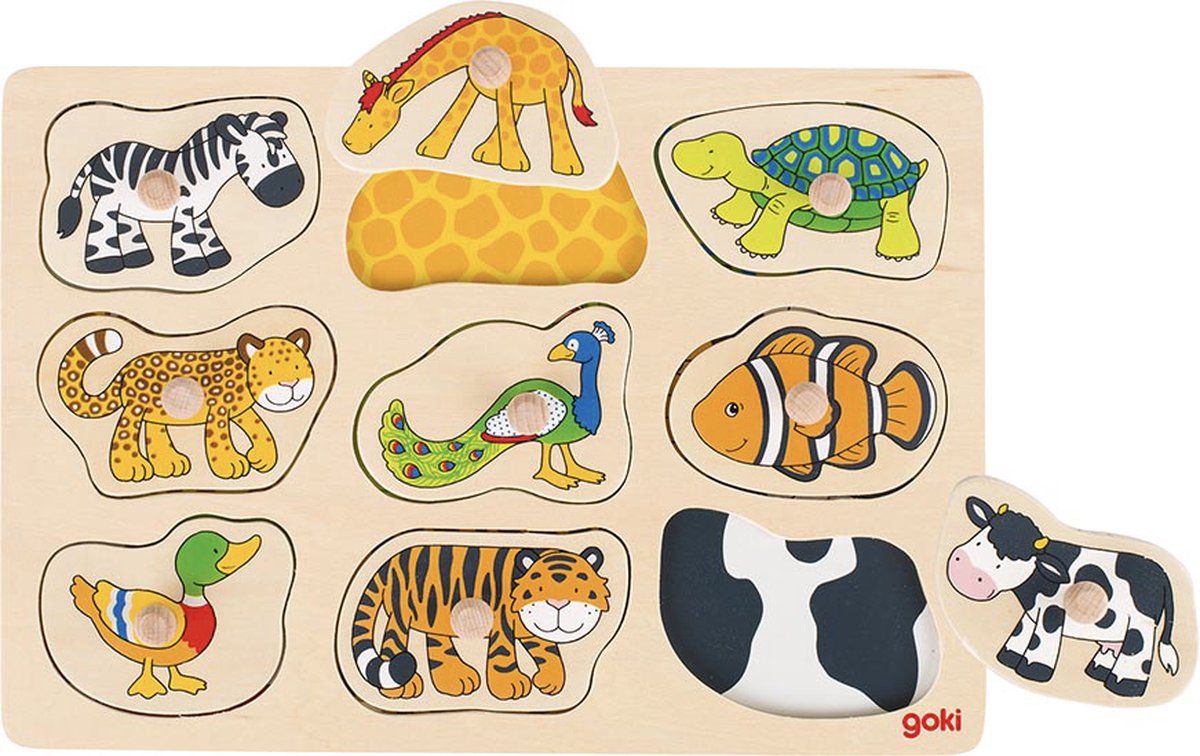 Goki Wooden Animal Nick Puzzle, 9st.