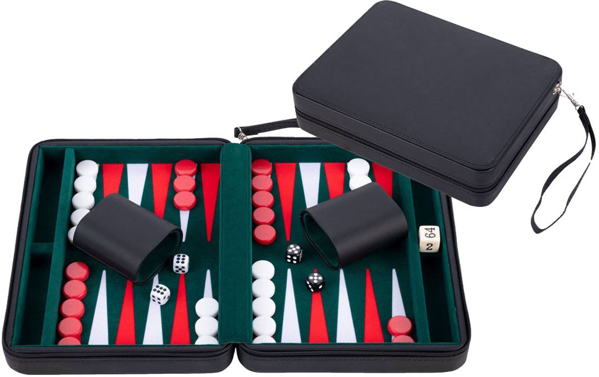Engelhart backgammon travel game with zipper - black