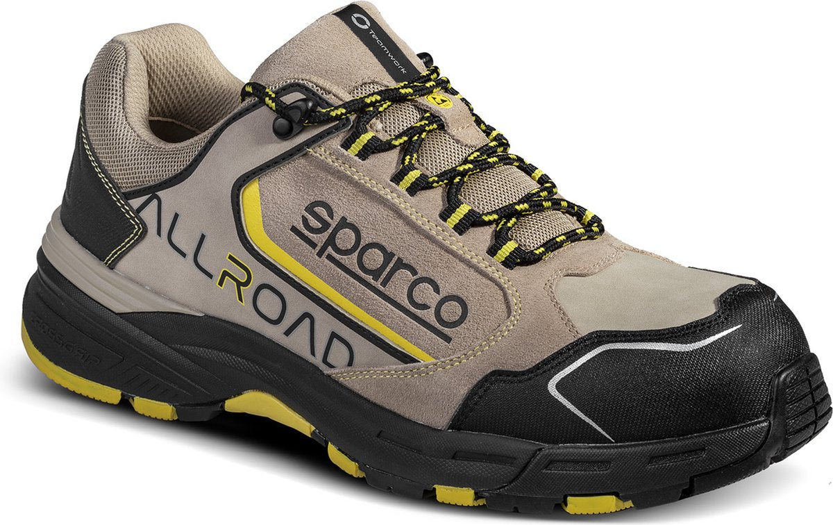 Sparco allroad roc - scarpa antinfortunistica s3s giallo cuoio con suola in phylon e nabuk idrorepellente - marrone 45