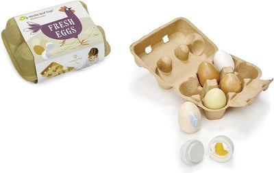 Juguetes de hojas tiernas día de mercado de hojas tiernas - huevos en madera - 6 piezas - caja - 3 años