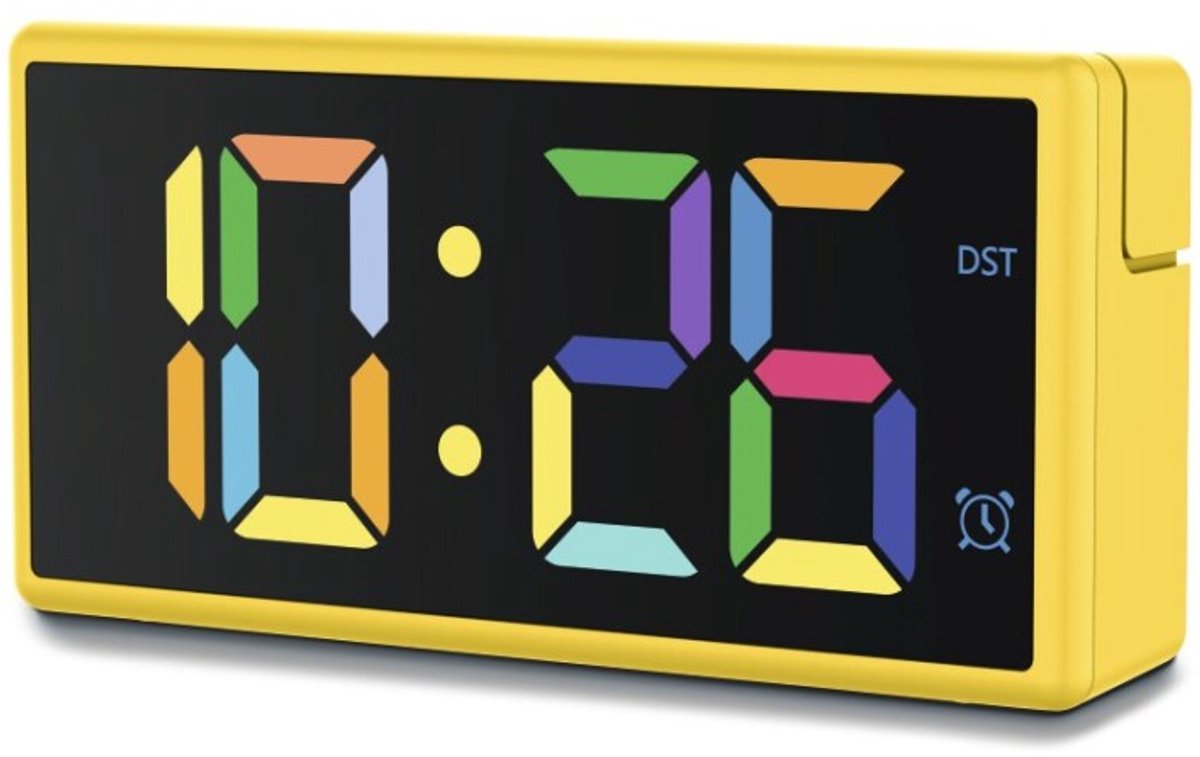 Sveglia Hama - Ibiza - display multicolore - funzione di ricarica USB - gialla