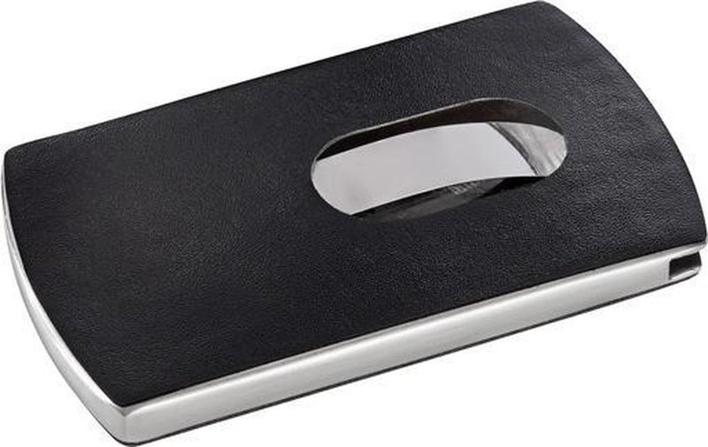 Broche para tarjetas de visita Sigel - cuero de acero inoxidable - para 12 tarjetas - negro plateado - si-vz121