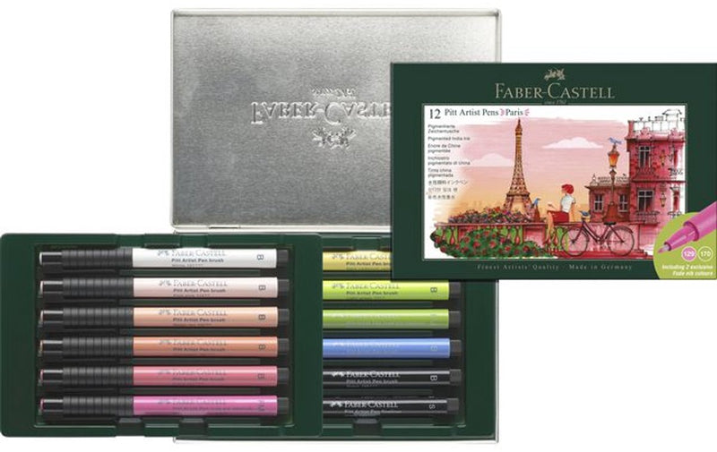 Penna da disegno Faber-castell - Pennello Pitt Artist - Set regalo da 12 pezzi - Parigi - fc-267136