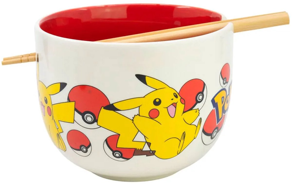Stor pokémon - pikachu ramenkom met eetstokjes