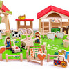Bigjigs Wooden Play Farm con accessori, 48dlg.