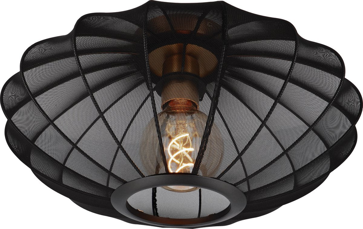 Lucide corina - lampada da soffitto (lampada da soffitto) - ø 40 cm - 1xe27 - nero - japandi