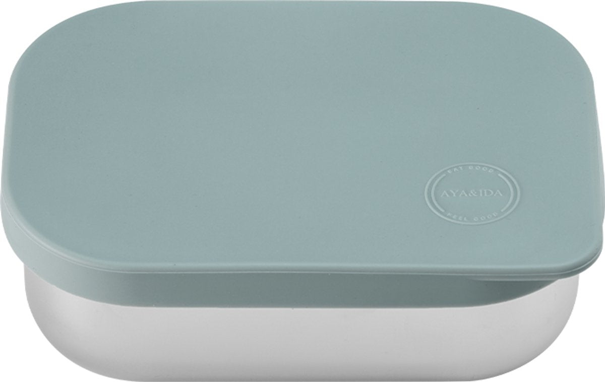 Aya ida aya ida - lunch box - opbergdoos - meenemen - brood - lunch - salade - rvs - siliconen deksel - 900ml - mint green