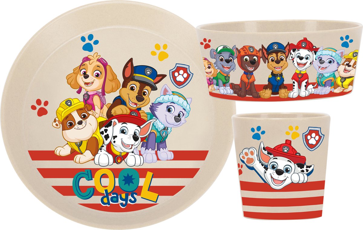 Koziol ontbijtset paw patrol, set van 3, organic, beige - | connect