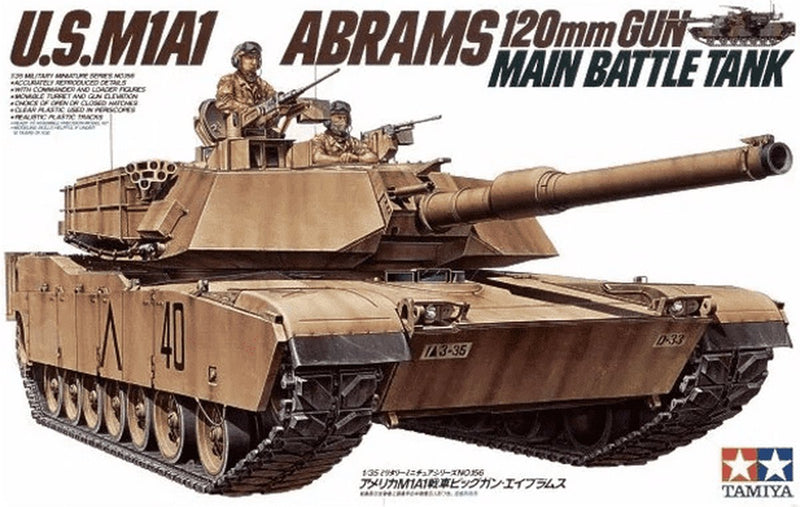 Tamiya model kit veicoli militari - 35158 us mbt m1a1 abrams w mine aratro e 2 figure in plastica - 1:35 - kit modello