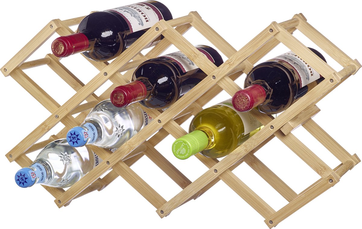 Westmark botellero bene - botellero plegable, estante estrecho de madera para hasta 10 botellas, diseño elegante, estable y que ahorra espacio - bambú