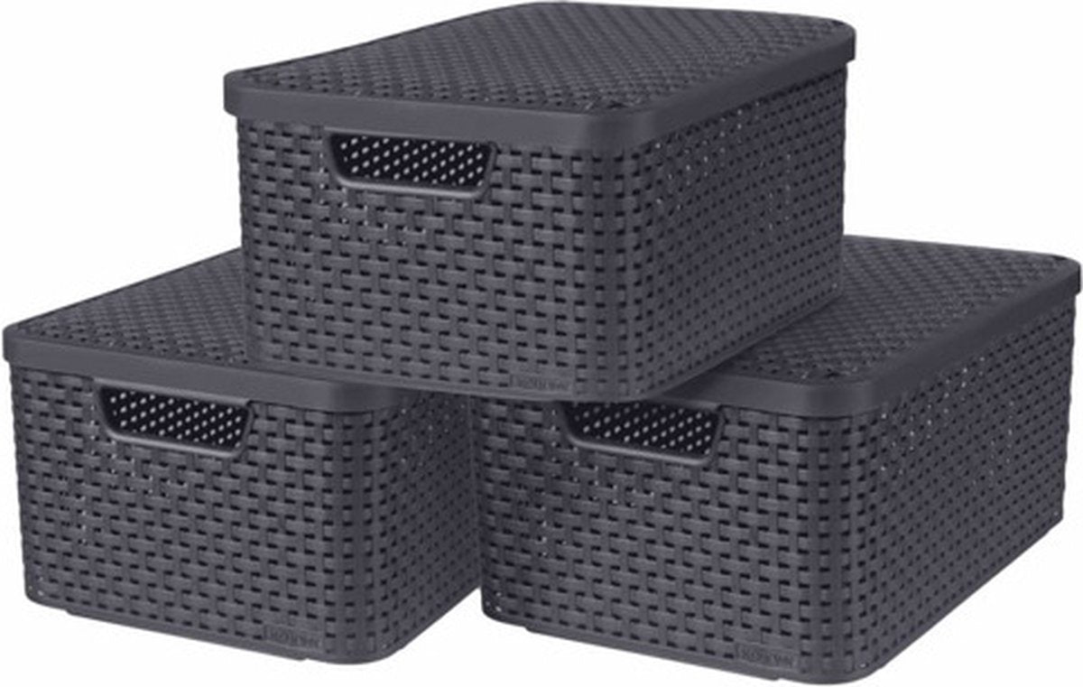 Curver Curver Storage boxes with lid Style 3 pcs size M anthracite