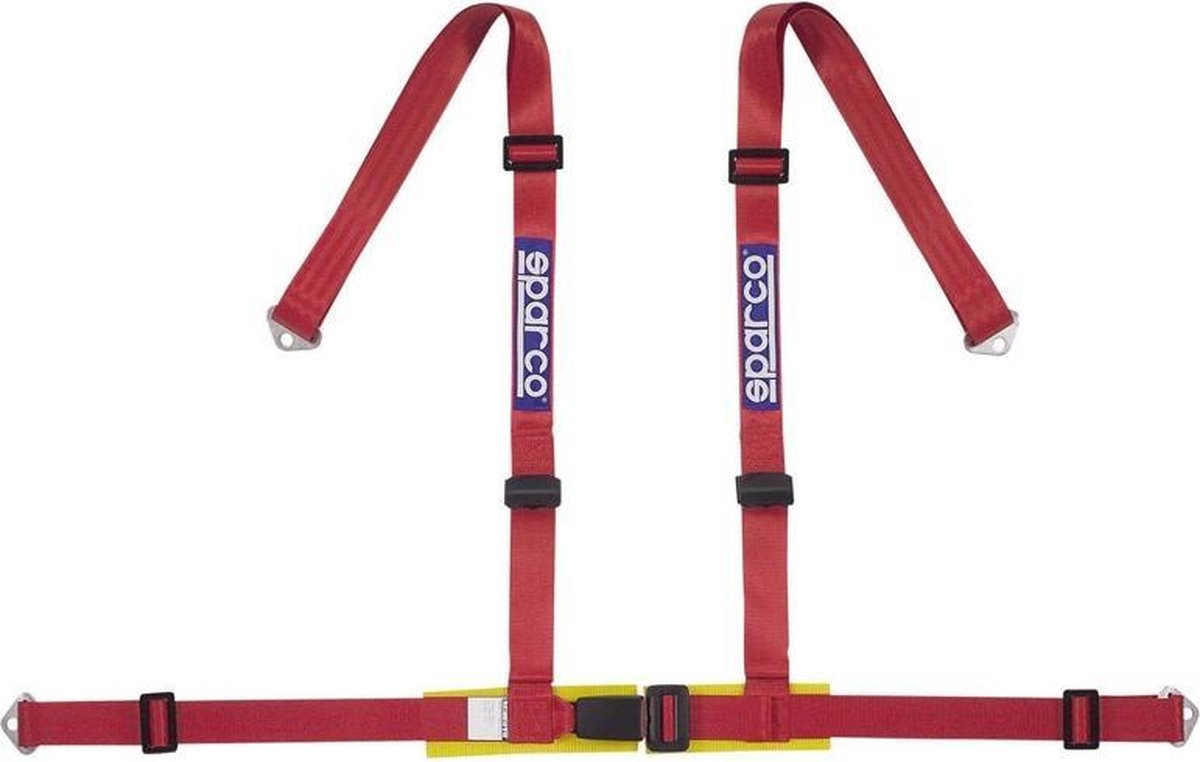 Cinturón deportivo Sparco de 4 puntos - rojo - incl. Montaje del tornillo del protector pélvico (e-mark)