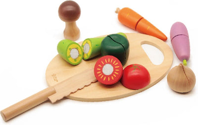 Classic world world in legno di verdure da taglio con coltello e tagliere