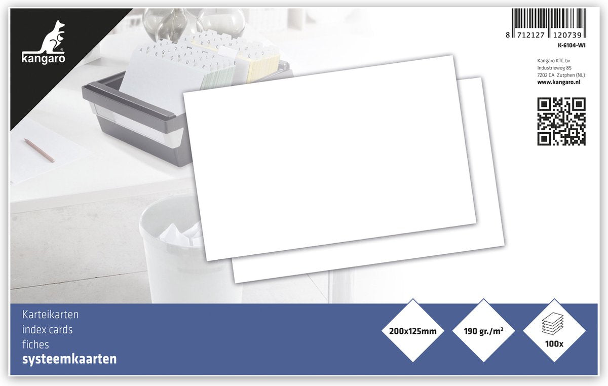 Kangaro systeemkaart - 125x200mm - blanco - 190 grams - pak a 100 vel
